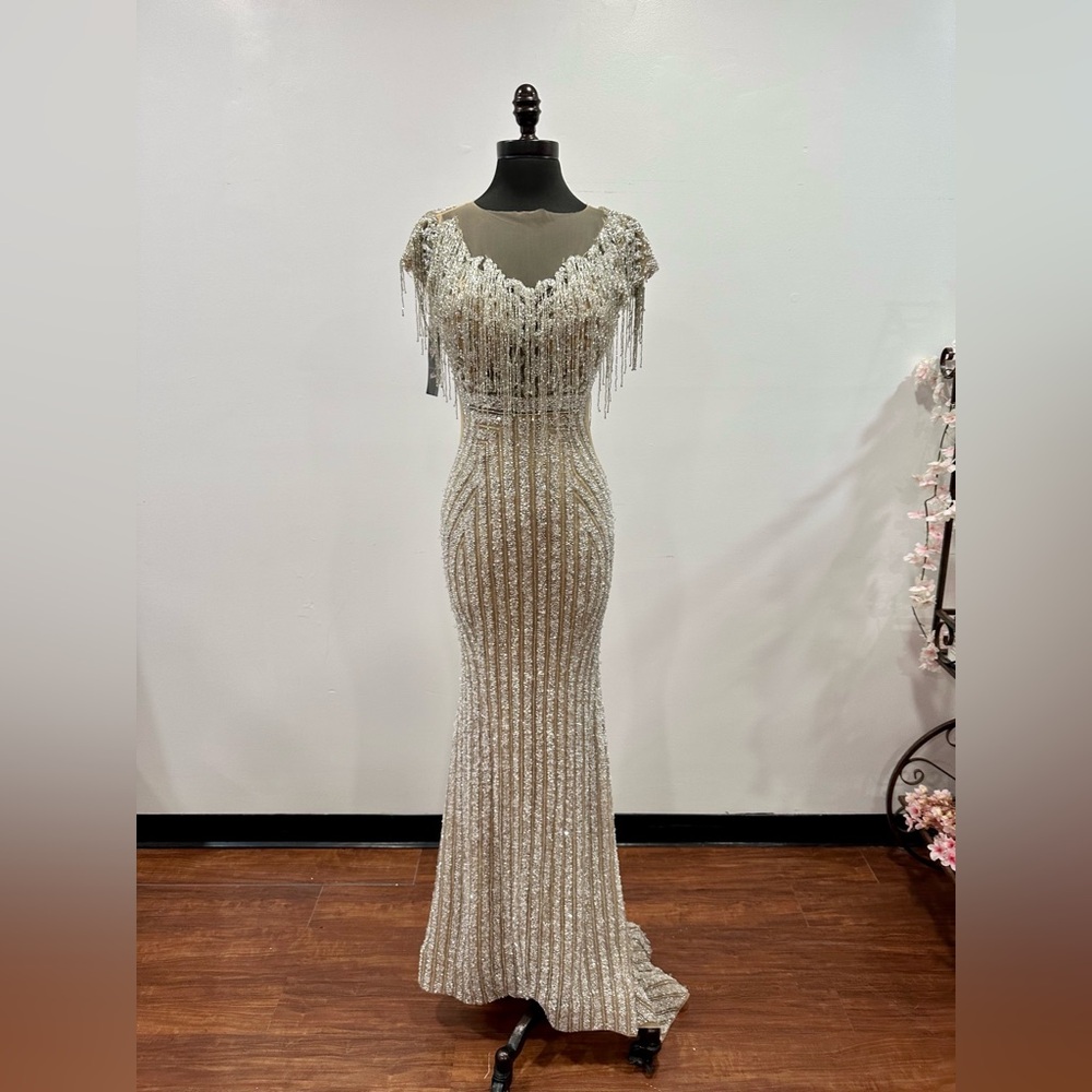 Elegant Silver Evening Gown